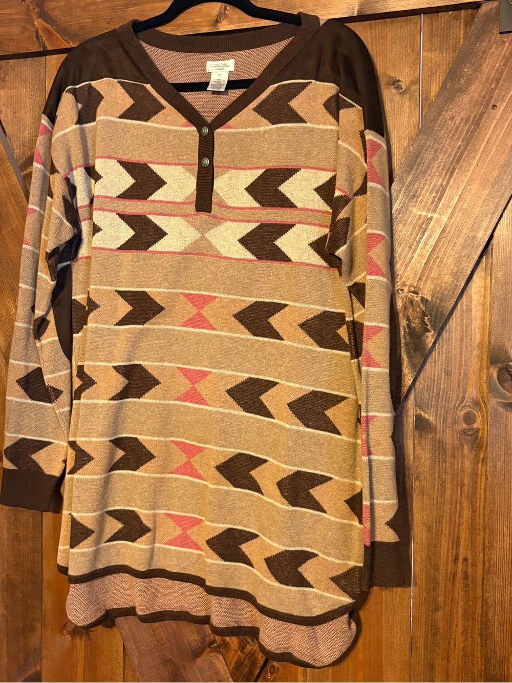 Tasha Polizzi Aztec Pattern Pullover Knit Sweater